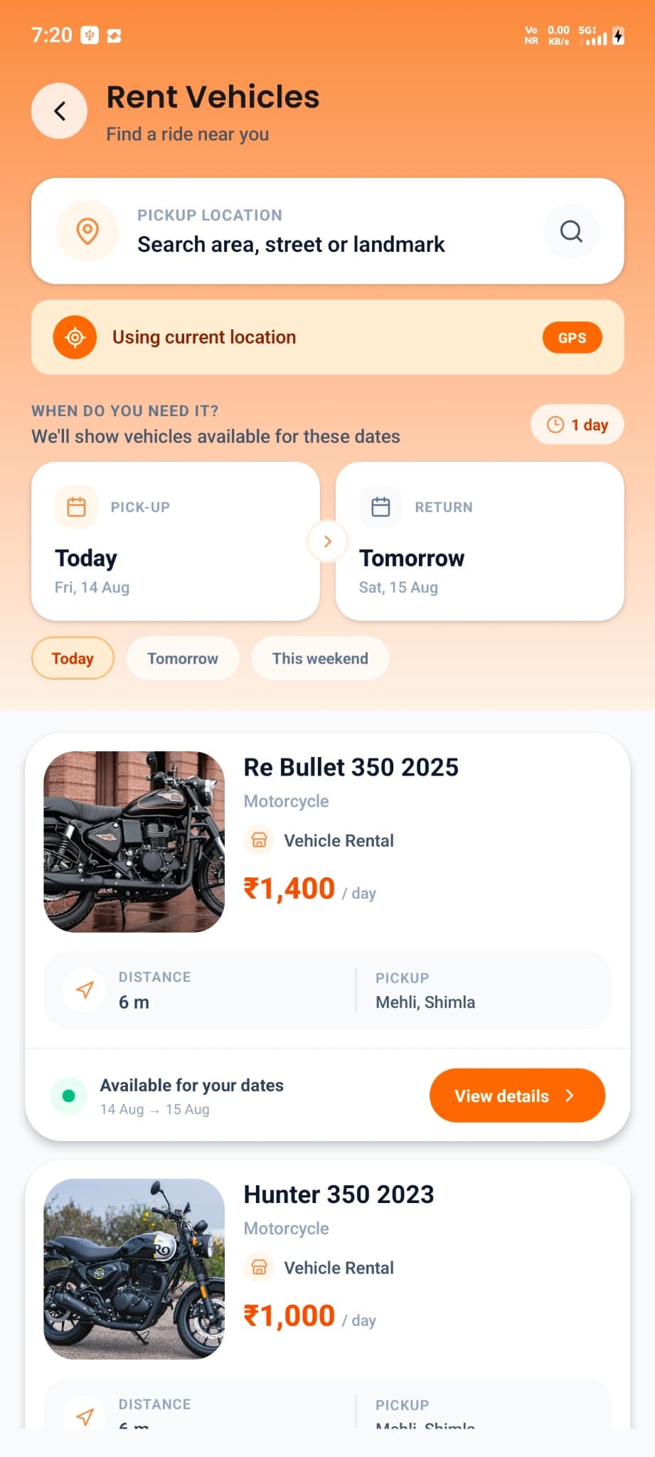 Just Orders vehicle rentals